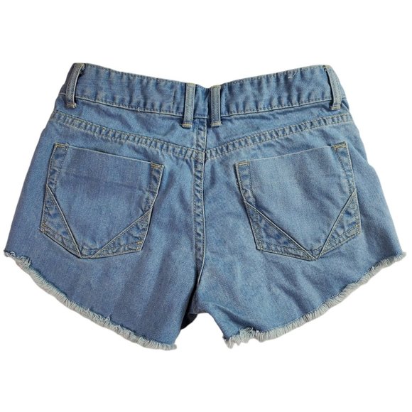 Cotton On Womens Jean Shorts Size 2 Denim White Crochet Front Distressed Cut Off - Picture 2 of 7